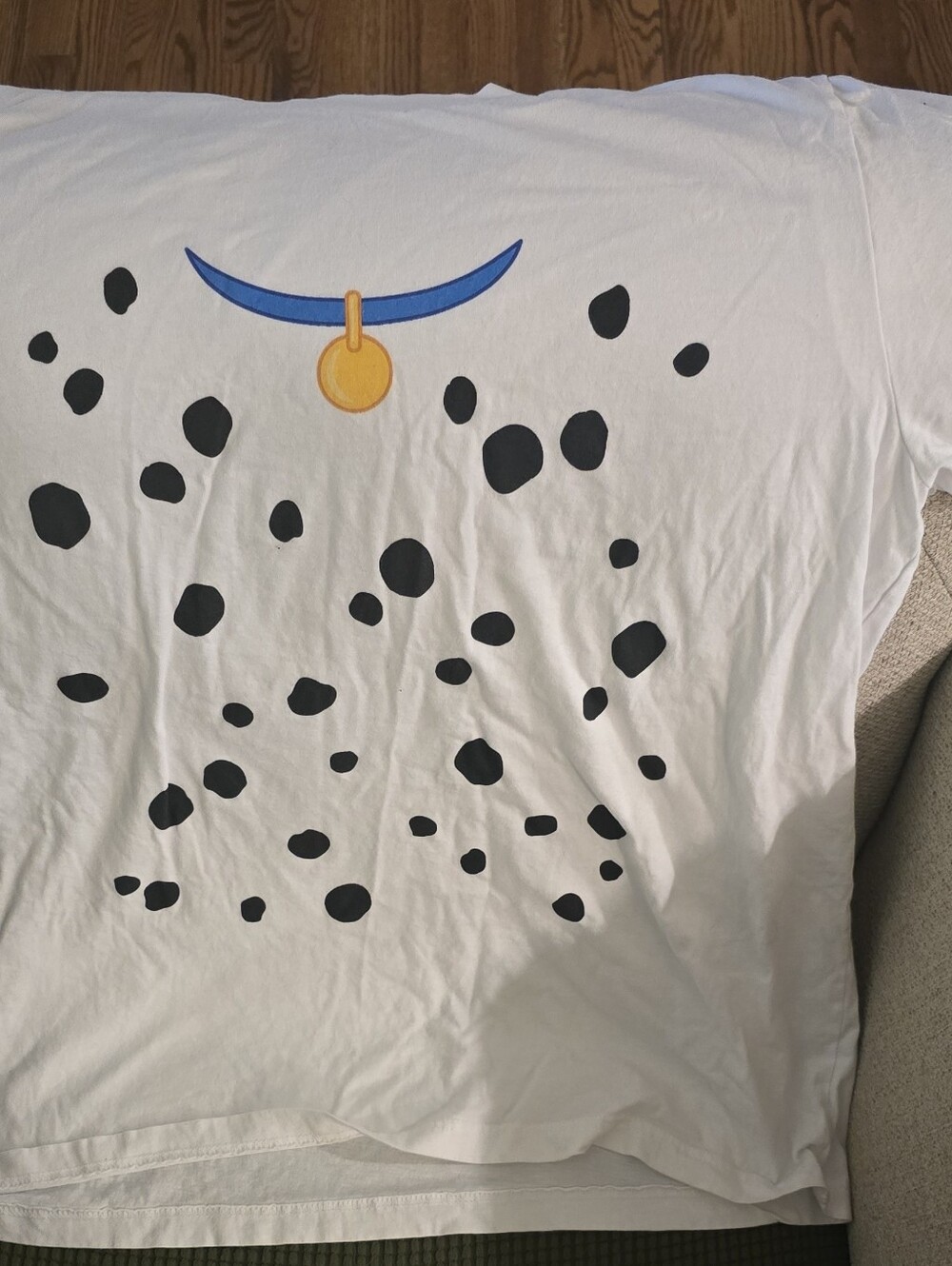 Bella Canvas White Tee With 101 Dalmation Print And Collar